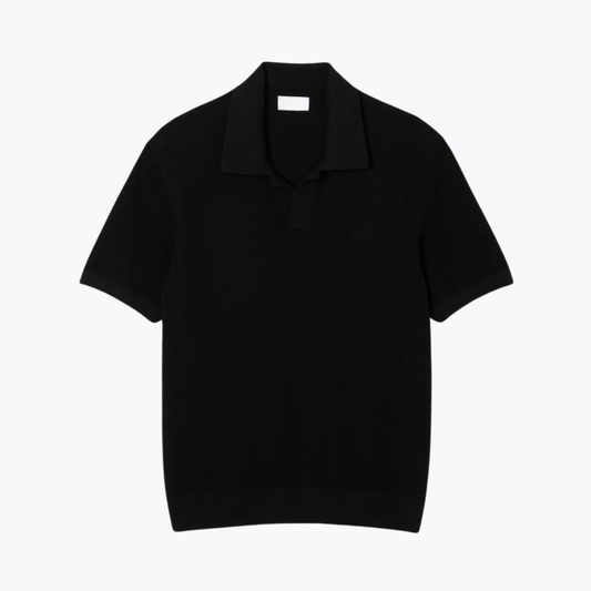 Cotton Blend Open Polo Collar Sweater