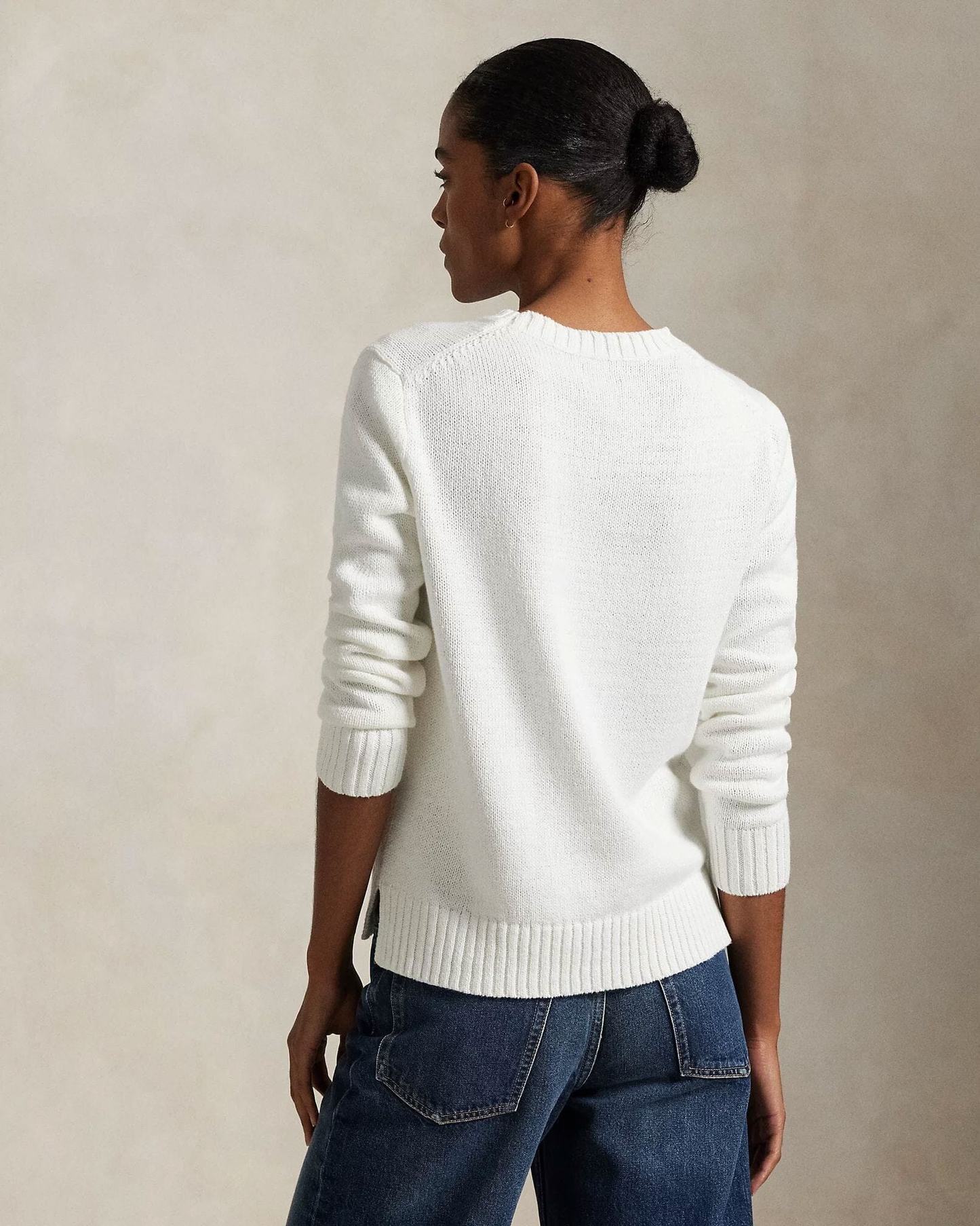 Bear Crew Neck Sweater In Linen-Cotton Blend