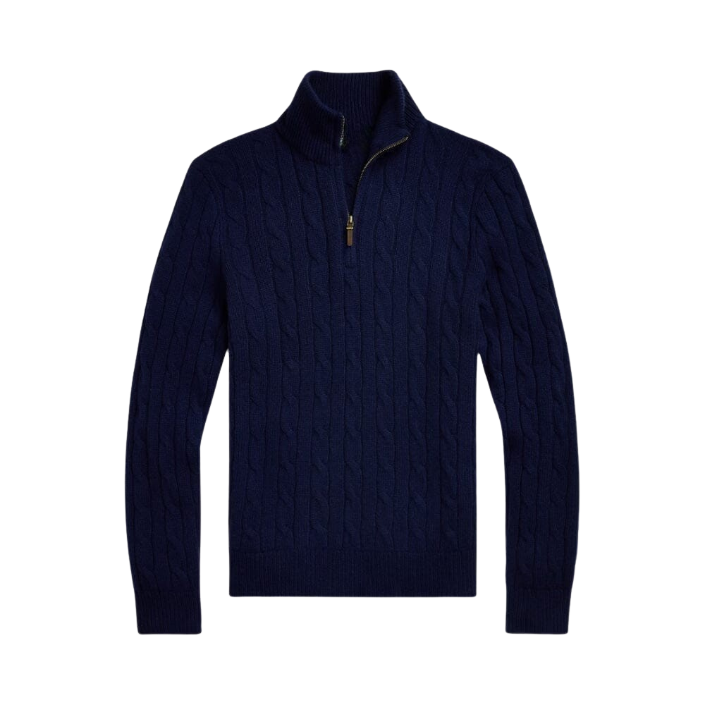 Cable-Knit Cashmere Quarter-Zip Jumper