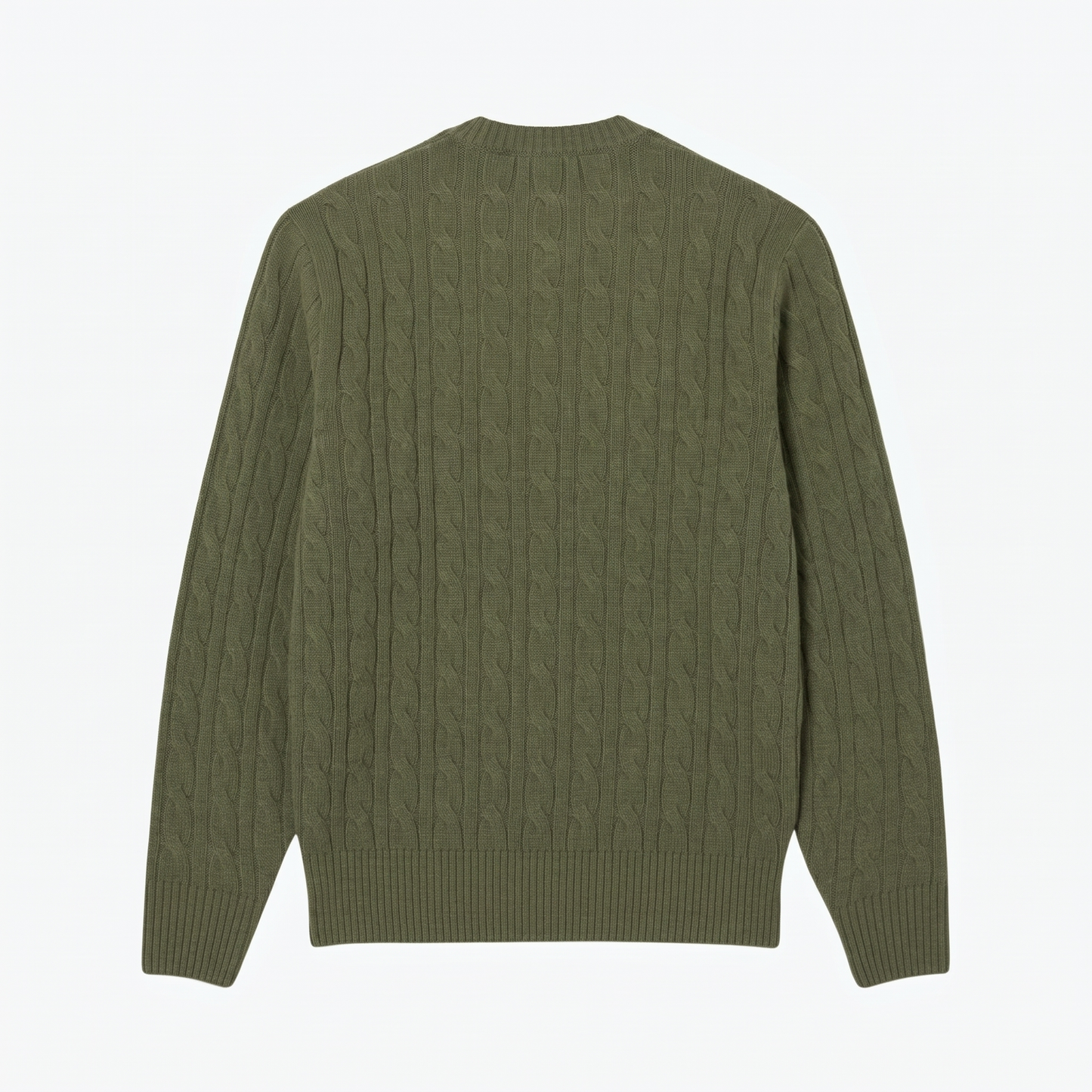 Cable Knit Carded Wool Crew Neck Sweater