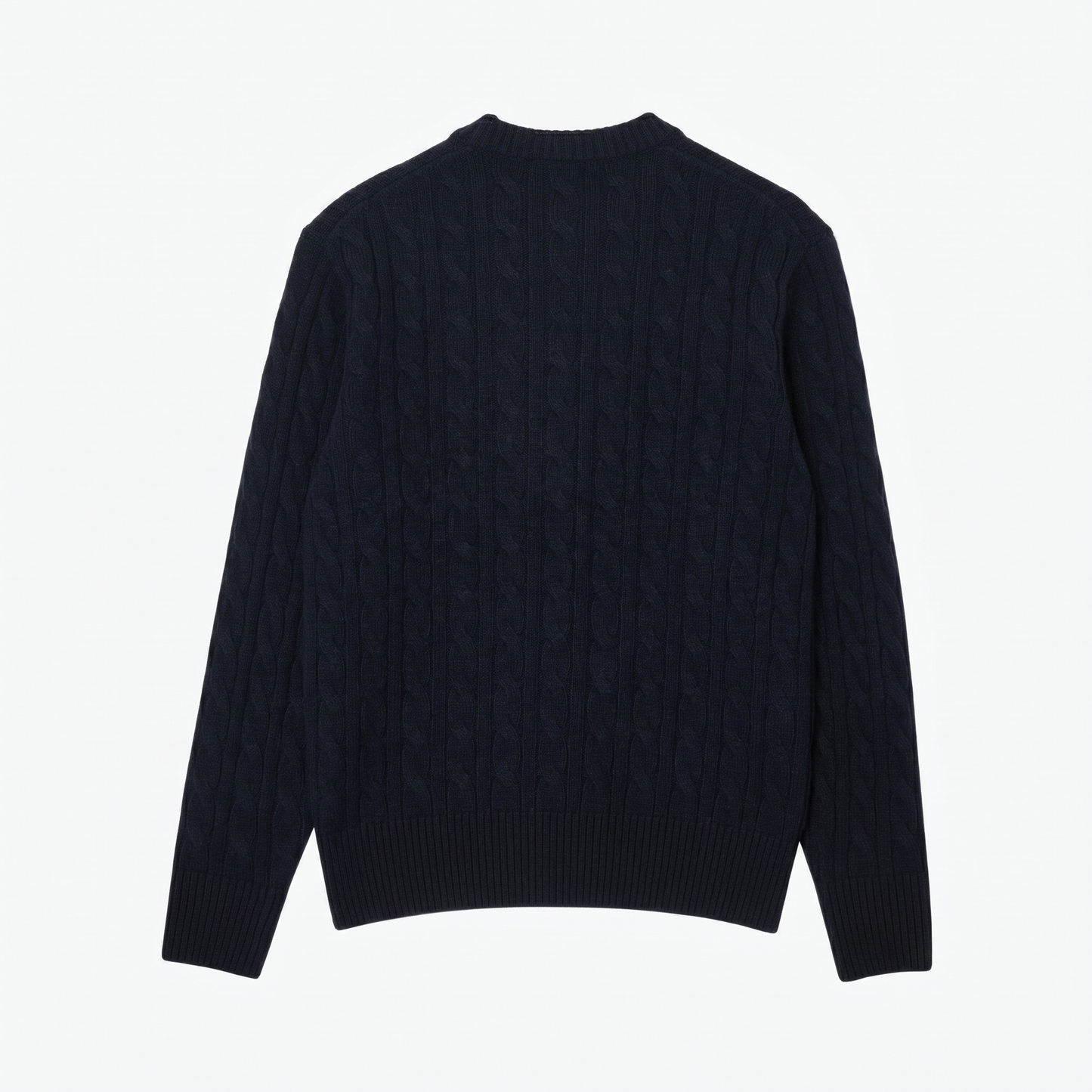 Cable Knit Carded Wool Crew Neck Sweater