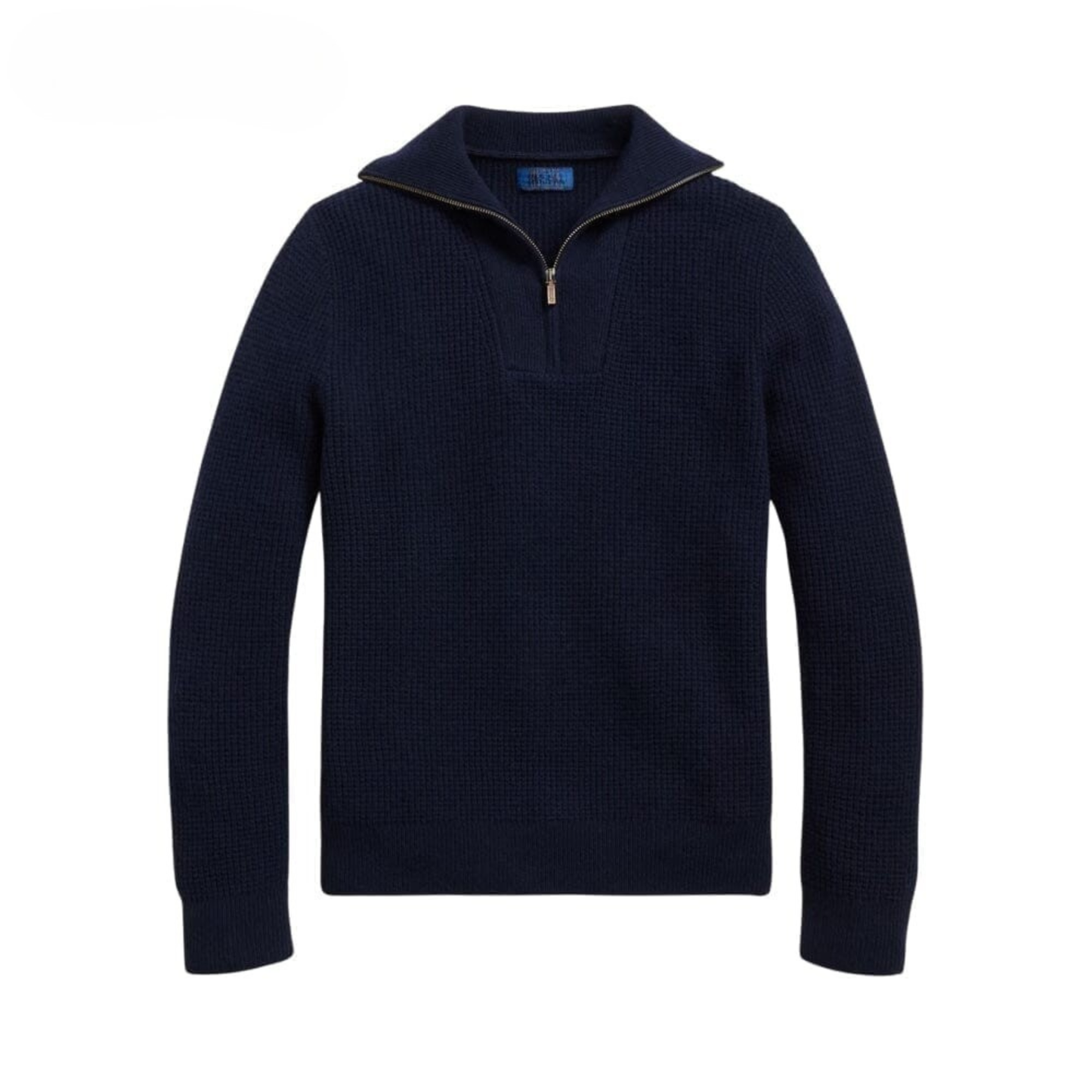 Waffle-Knit Wool-Cotton Quarter-Zip Sweater