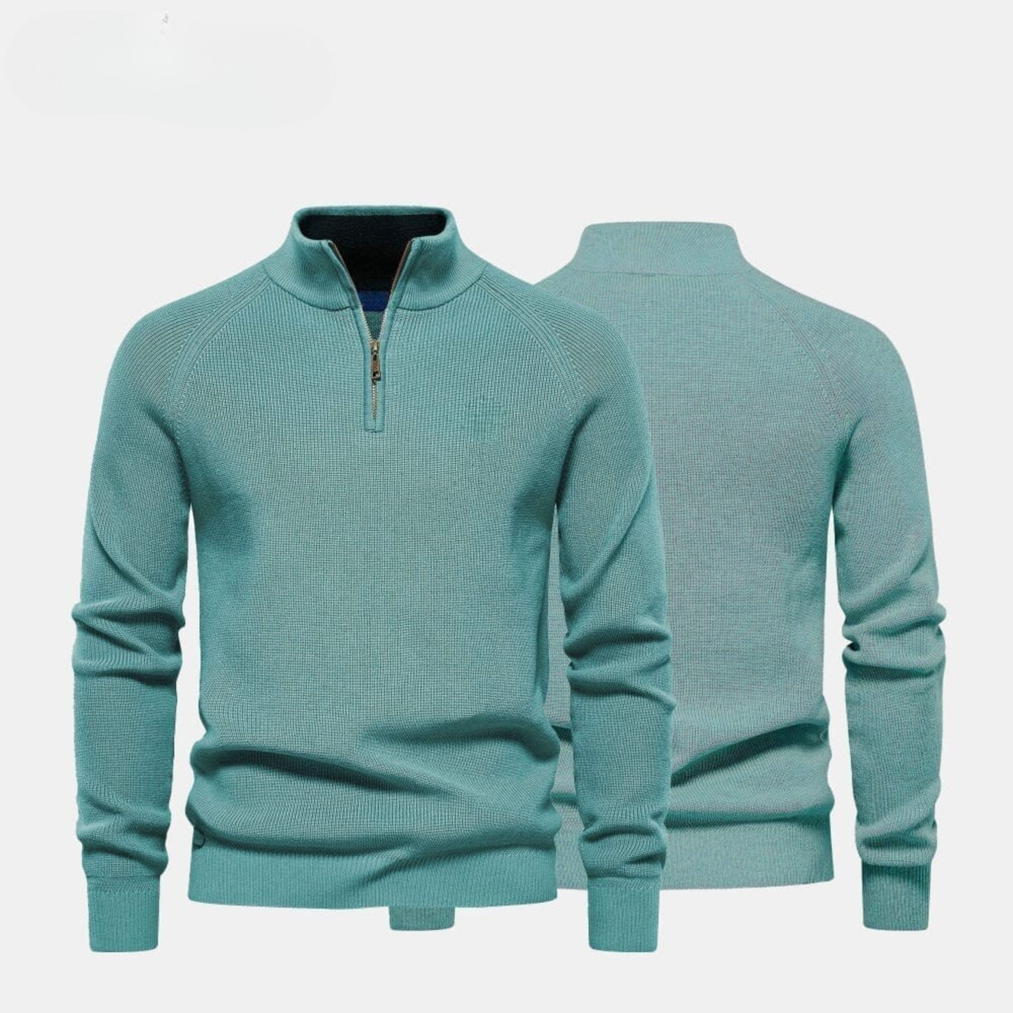 Zip Cable-Knit Wool Knit Sweater