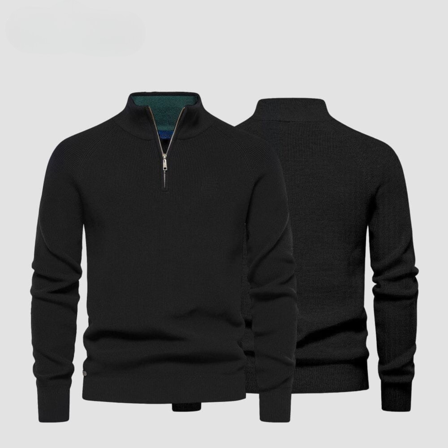 Zip Cable-Knit Wool Knit Sweater
