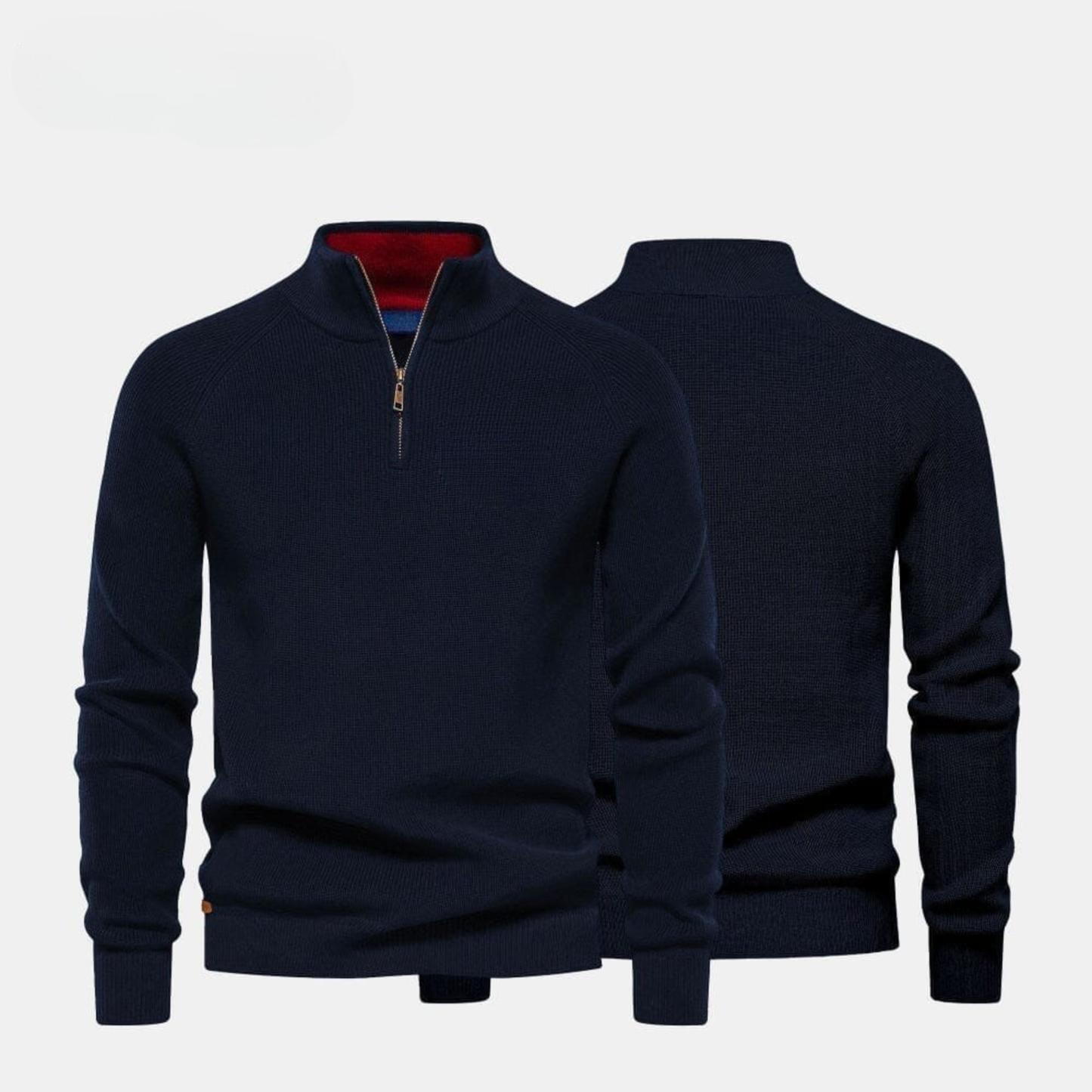 Zip Cable-Knit Wool Knit Sweater