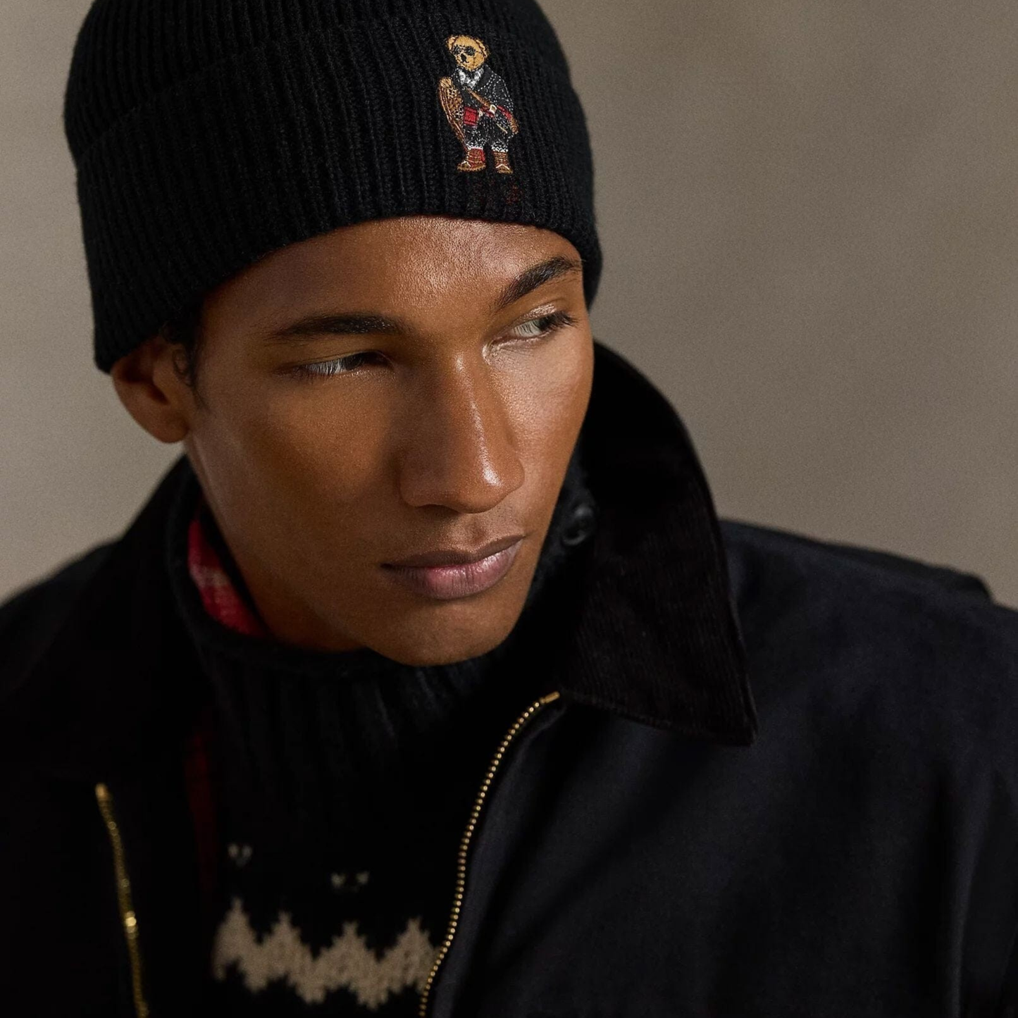 Bear Rib-Knit Beanie