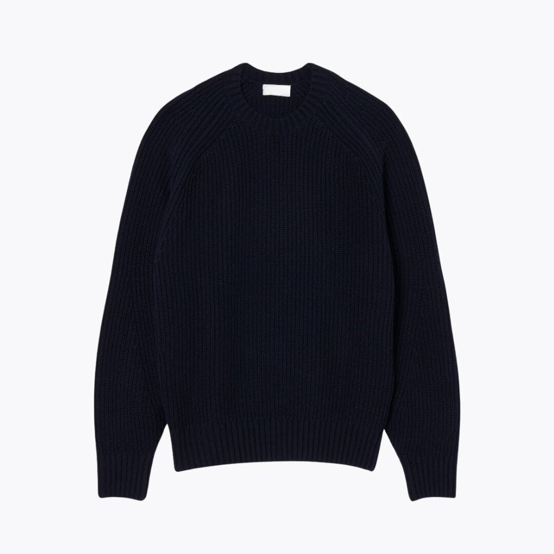 Thick Carded Wool Crew Neck Sweater