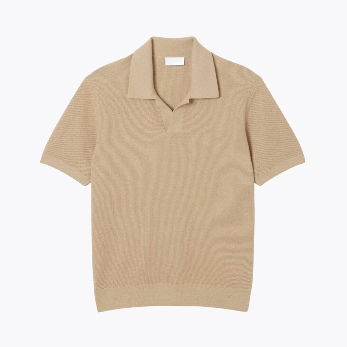 Cotton Blend Open Polo Collar Sweater