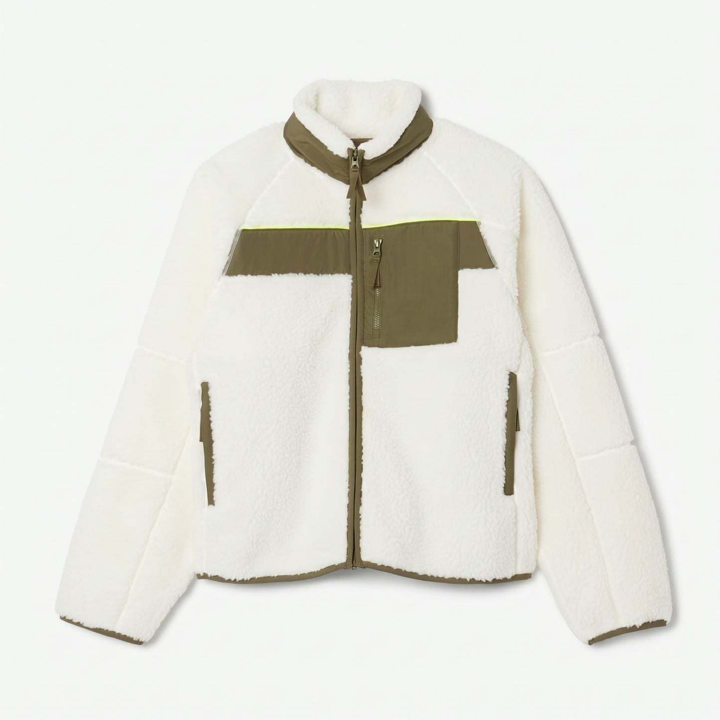 Colour-Block Sherpa Fleece Jacket