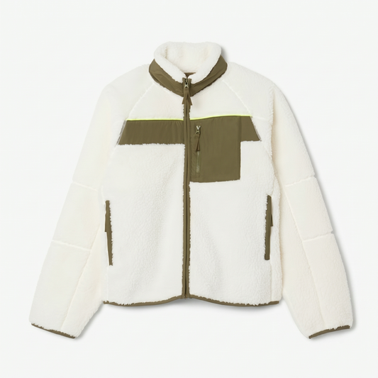 Colour-Block Sherpa Fleece Jacket