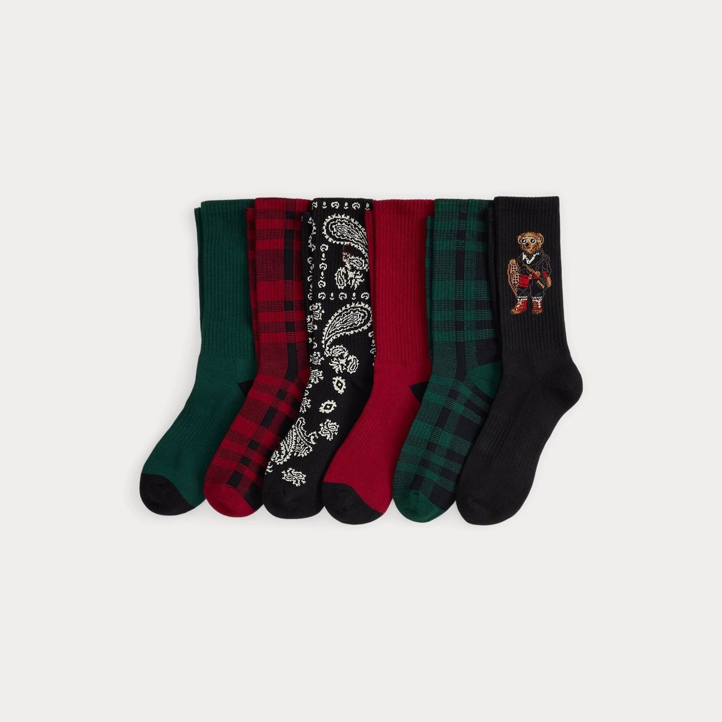 Bear Cotton-Blend Crew Sock 6-Pack
