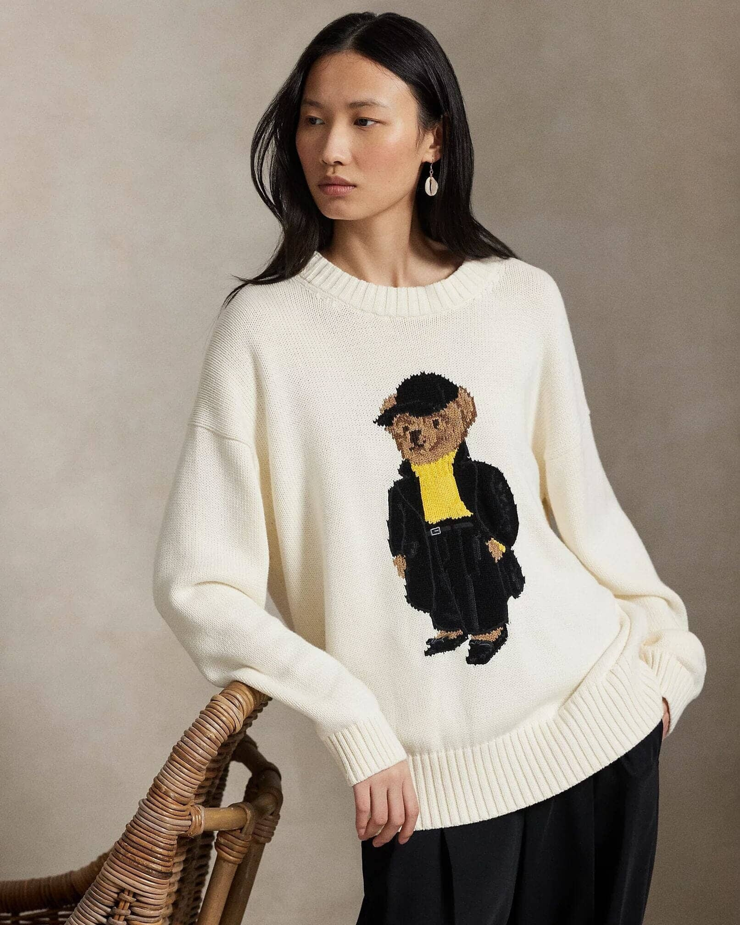 Bear Cotton Crew Neck Sweater