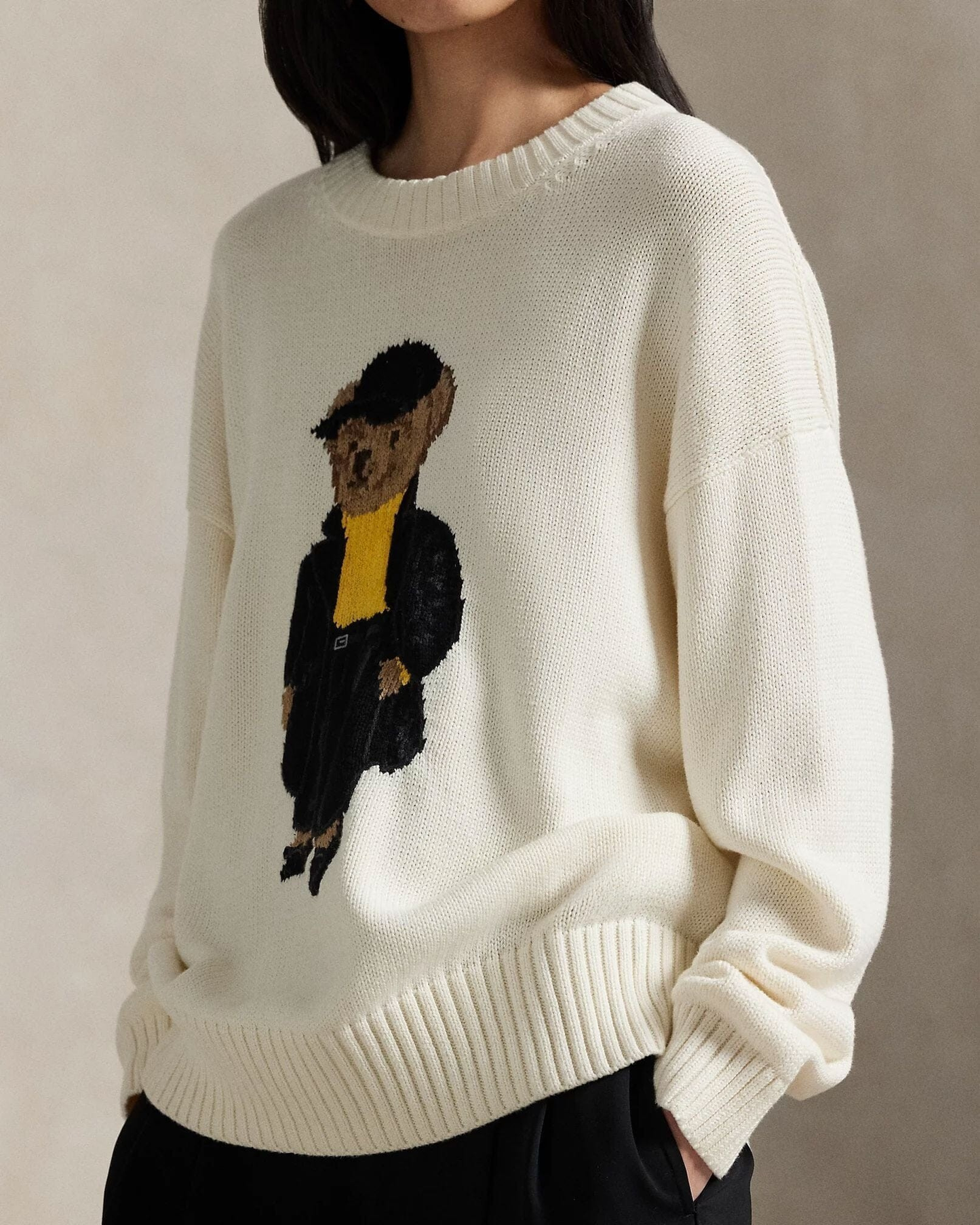Bear Cotton Crew Neck Sweater