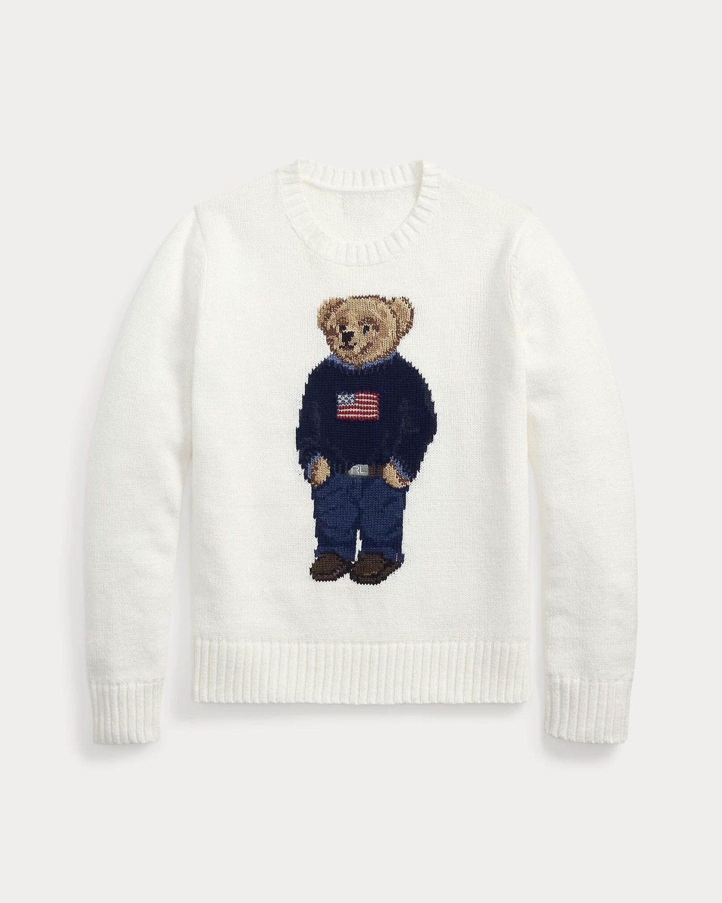 Bear Crew Neck Sweater In Linen-Cotton Blend