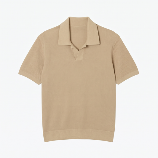 Cotton Blend Open  Collar Sweater