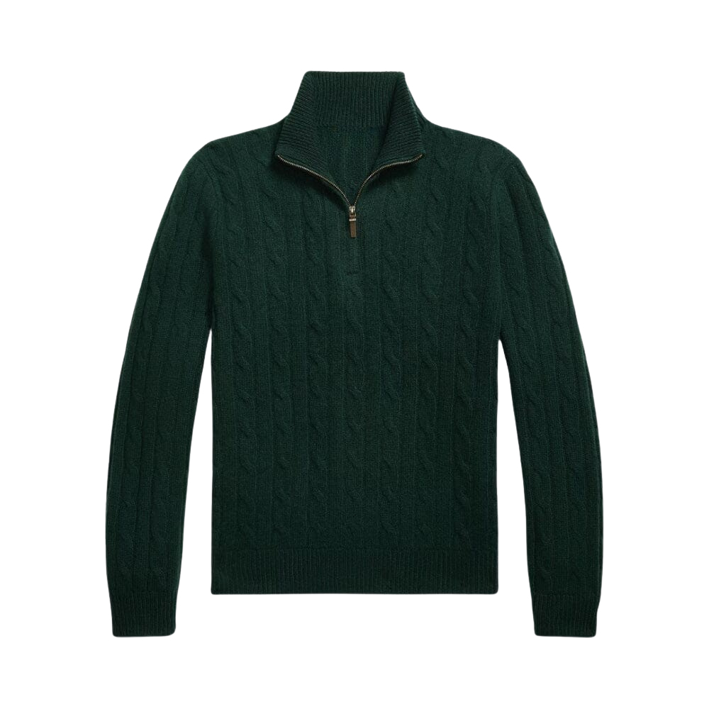 Cable-Knit Cashmere Quarter-Zip Jumper