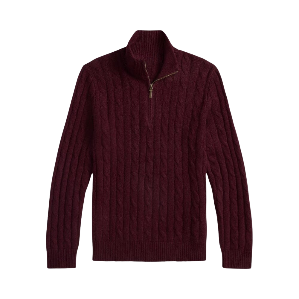 Cable-Knit Cashmere Quarter-Zip Jumper