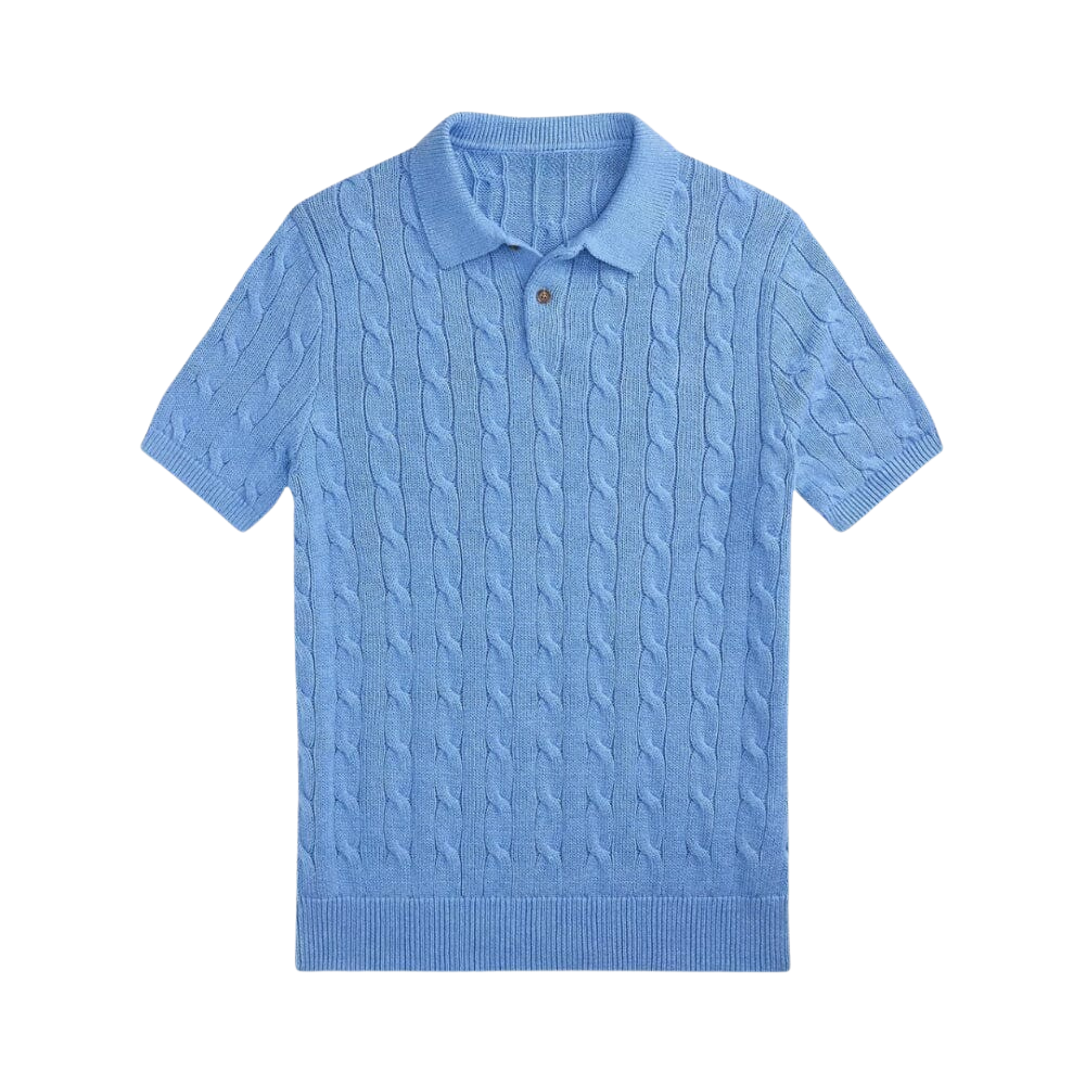 Cable-Knit Cotton Polo-Collar Sweater