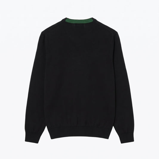 Monochrome Cotton V-Neck Sweater