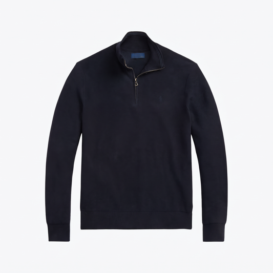 Mesh-Knit Cotton Quarter-Zip Sweater