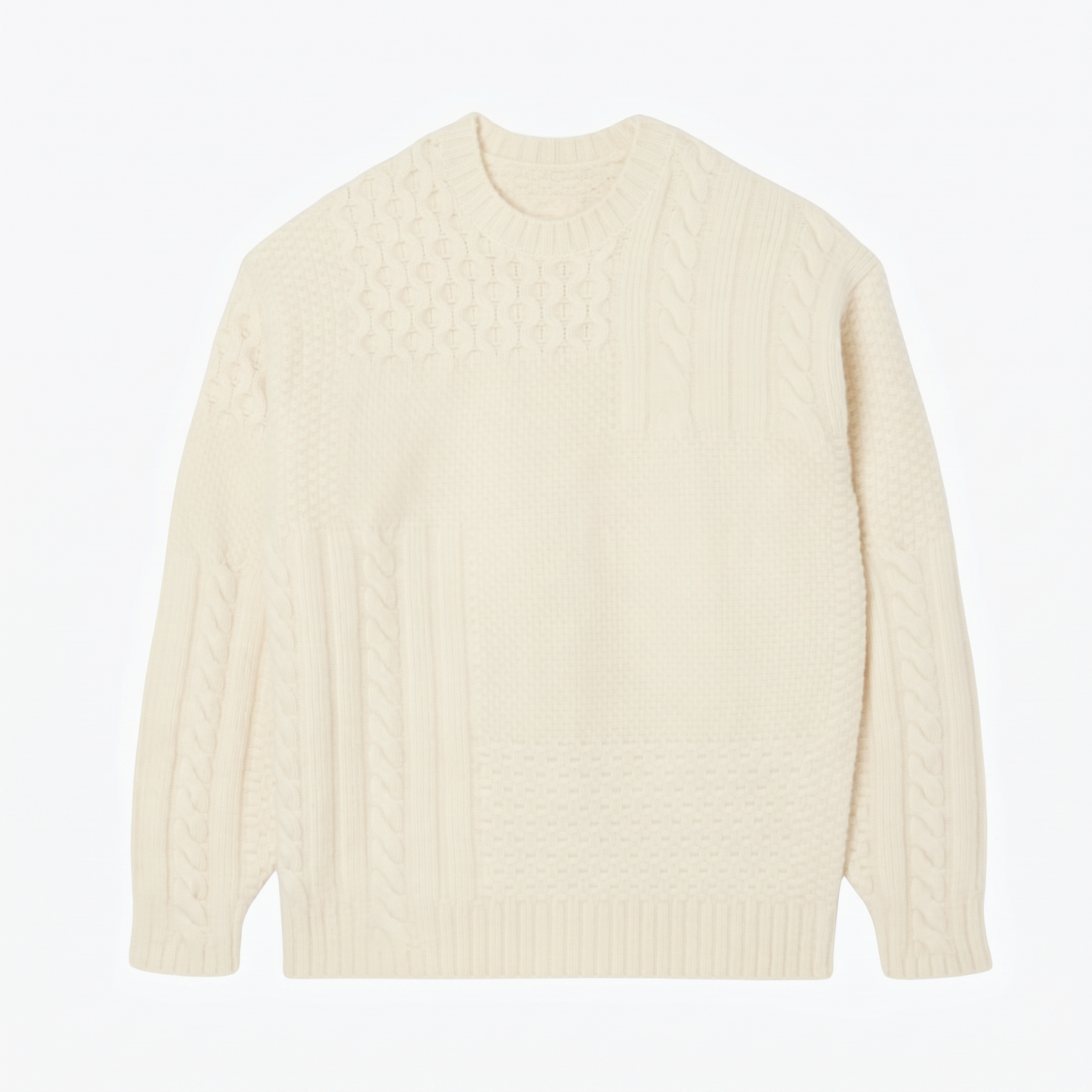 Relaxed Fit Patchwork Effect Wool Sweater