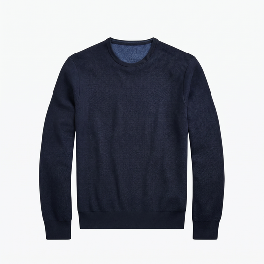 Mesh-Knit Cotton Crewneck Sweater