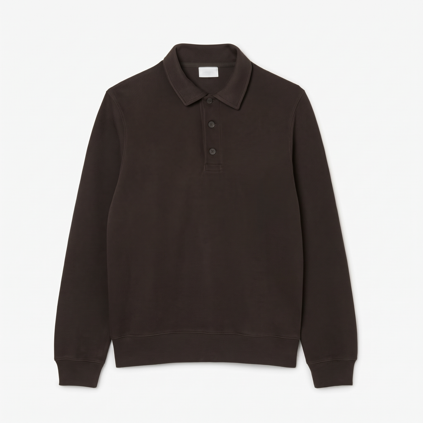Ribbed Cotton Polo Collar Sweatshirt