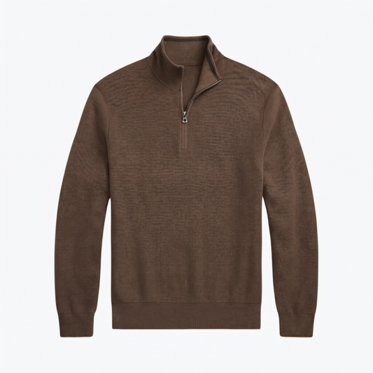 Mesh-Knit Cotton Quarter-Zip Sweater
