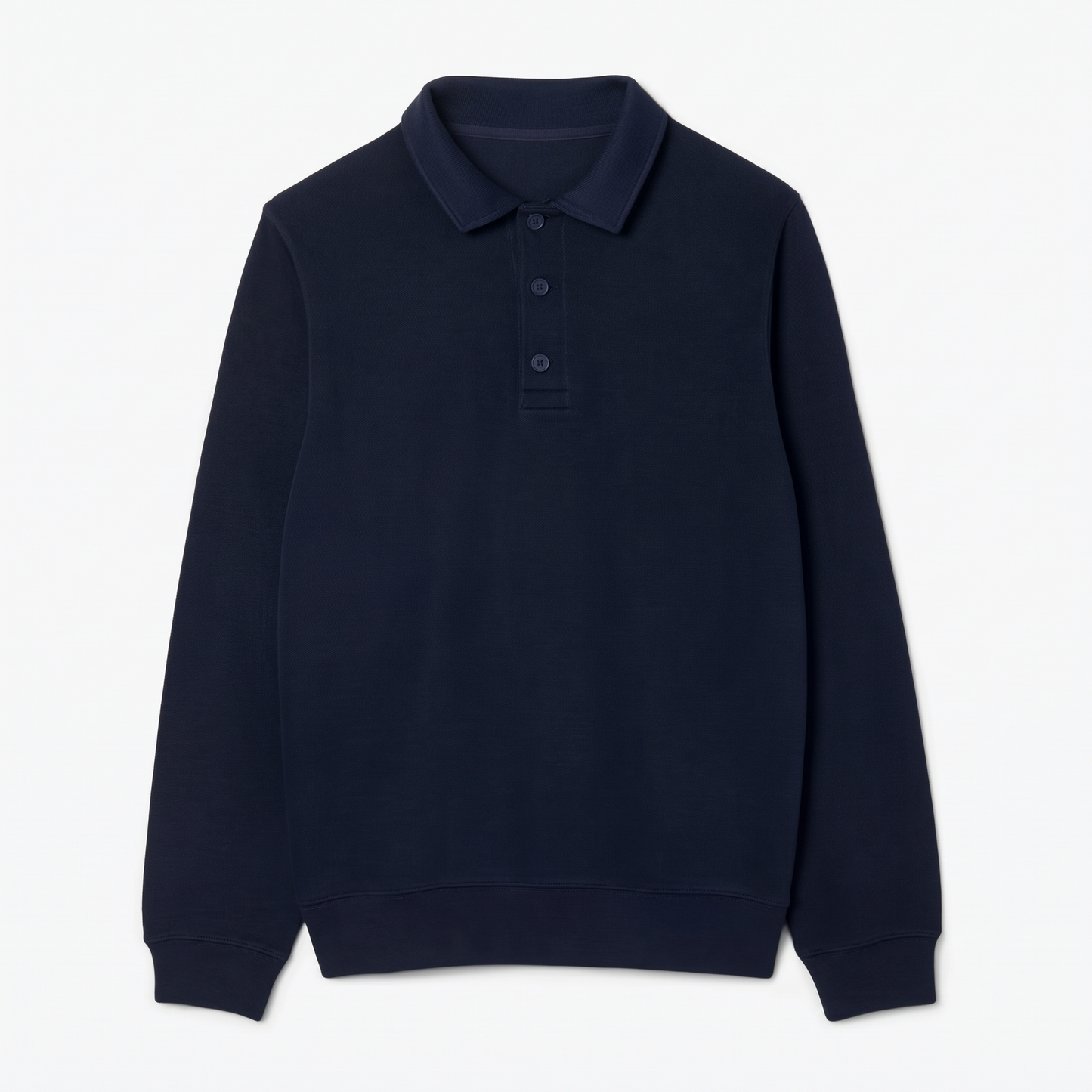Ribbed Cotton Polo Collar Sweatshirt
