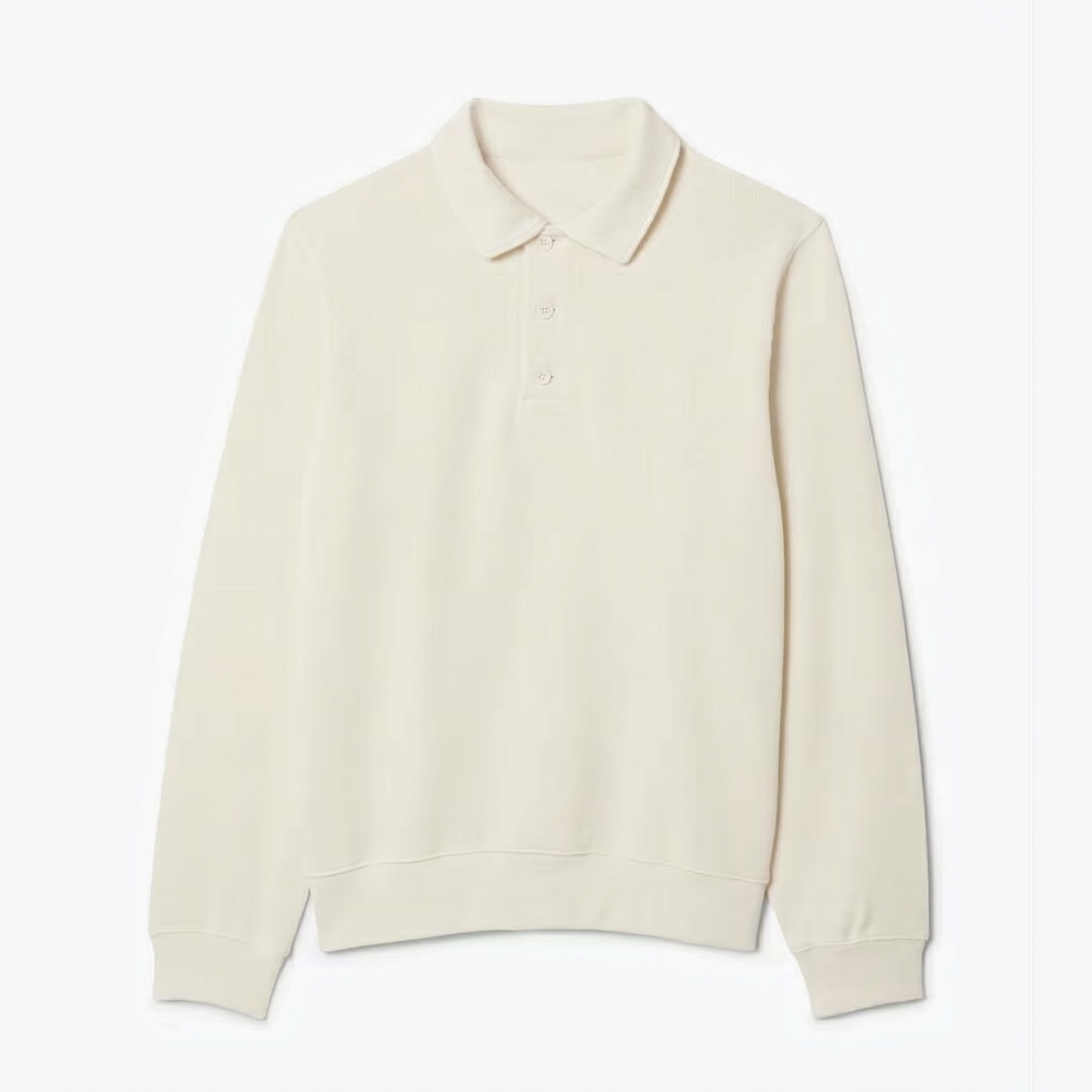 Ribbed Cotton Polo Collar Sweatshirt