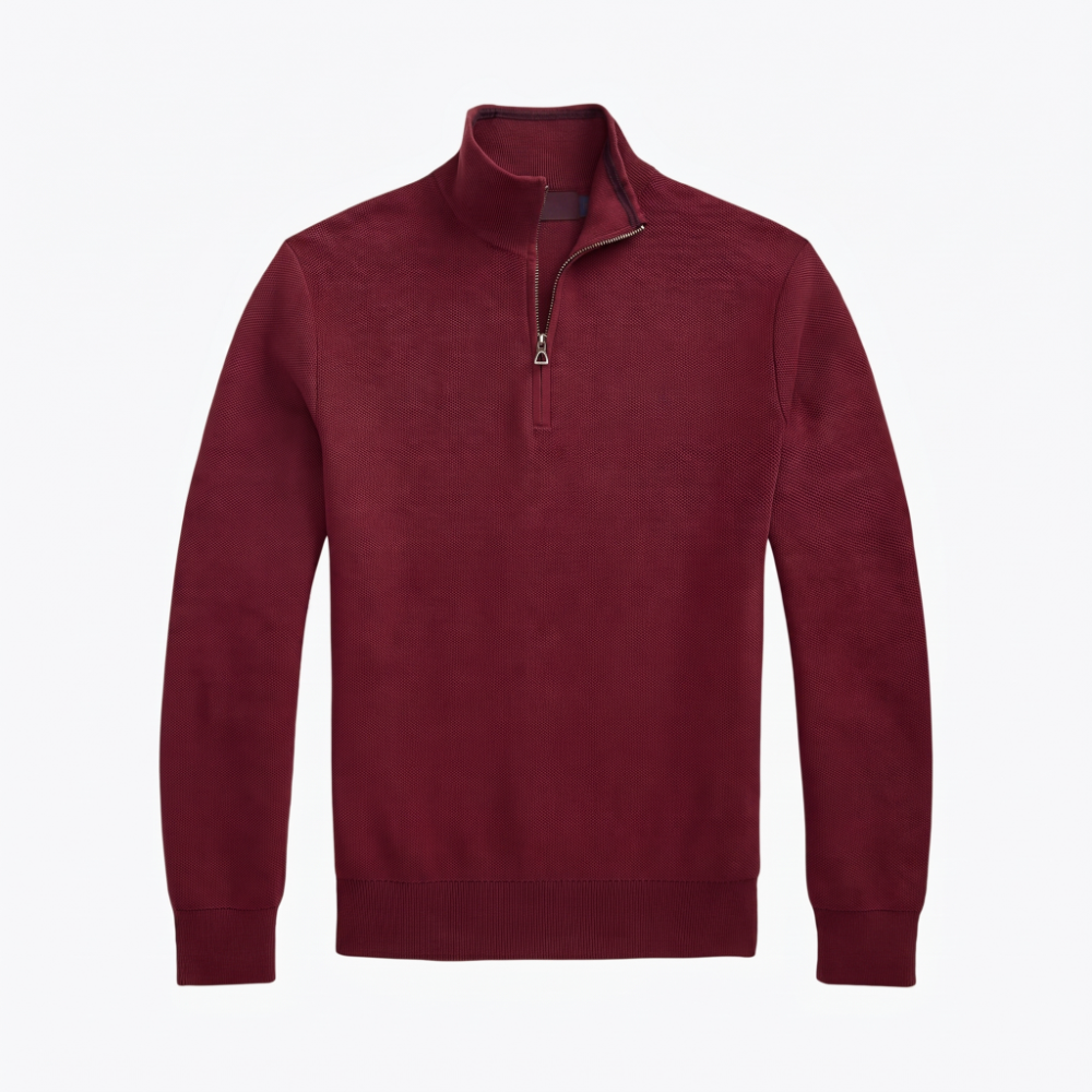 Mesh-Knit Cotton Quarter-Zip Sweater