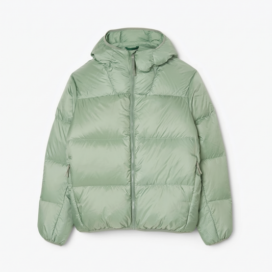 Short Water-Repellent Hooded Puffed Jacket