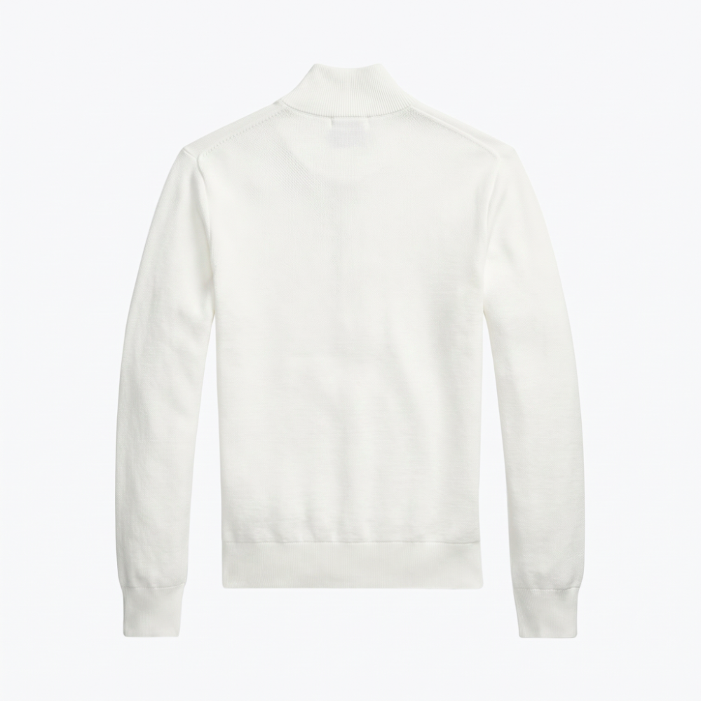 Mesh-Knit Cotton Quarter-Zip Sweater